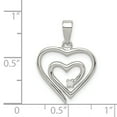 thumbnail image 3 of 925 Sterling Silver Solid Polished back Single Cubic Zirconia Love Heart Pendant Necklace 23mm long Pendant for Women, 3 of 4