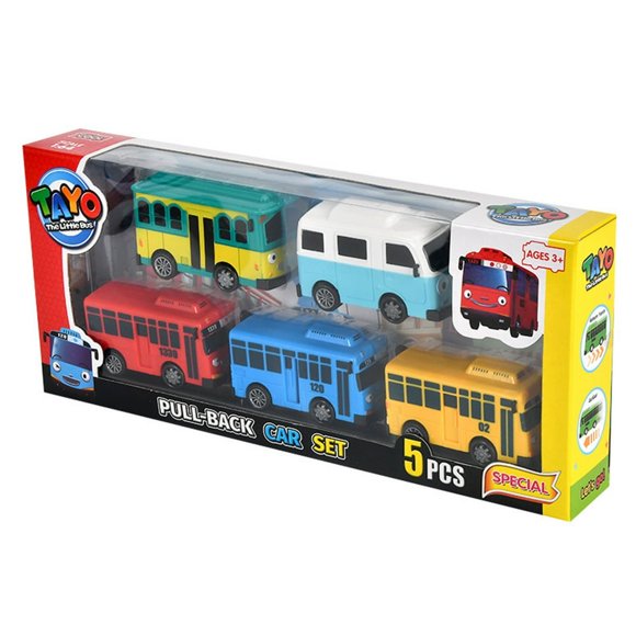 5Pcs Little Bus TAYO Toy Little Bus Tayo Car Toy Set Pull Back Mini Cars for Friend Mini (Tayo Rogi Gani Rani)
