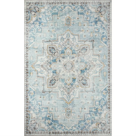 Momeni Afshar Polyester Medallion Light Blue Area Rug 10  X 14