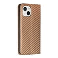thumbnail image 3 of SaniMore for iPhone 14 Wallet Case, Wrist Strap Magnetic Clasp, Card Slots Carbon Fibre Skin Shockproof TPU Anti-drop Anti-scractch Stand Business Full Body Protective Shell for iPhone 14,Brown, 3 of 10