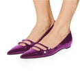 thumbnail image 2 of YDN Women Classic Flats Low Heels Pumps Pointed Closed Toe Slip On Comfortable Double Straps Dressy Slide Shoes Size 13 Purple, 2 of 3