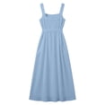 thumbnail image 6 of Summer Dresses for Women Casual Square Neck Sleeveless Smocked Maxi Sundress Party Wedding Guest Cotton Linen Dress,Sizes S-3XL, 6 of 9