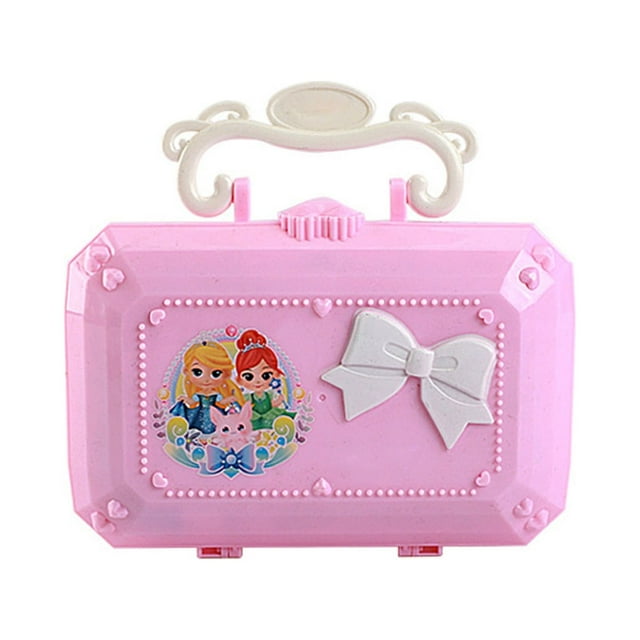 Mini Boîte à Maquillage Jouet pour Filles Ensemble Coiffeuse Princesse Bricolage Sac à Main Éducatif Rôle Activité