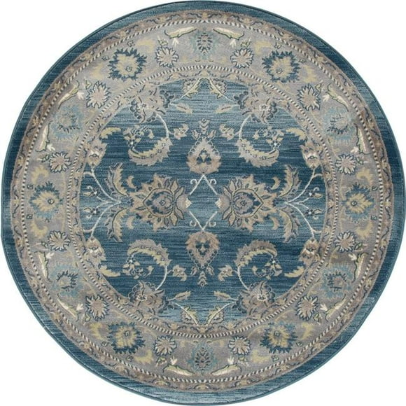 Art Carpet 841864102024 Tapis Rond Tissé de 5 Pieds de la Collection Arabella, Bleu