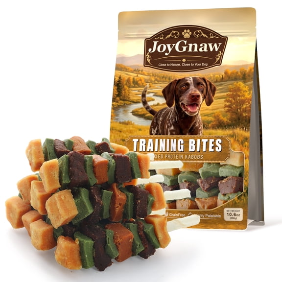 JoyGnaw Five-Protein Kabobs, Chicken, Duck, Beef, Rabbit & Salmon Dog Treats for Small, Medium & Large Dogs, 11 oz