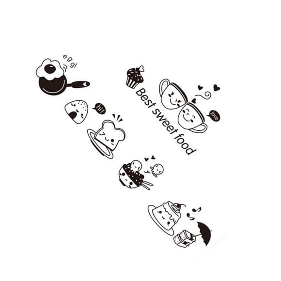 fastboy Kitchen Coffee Sweet Food Cartoon Girl Cooking DIY Wall Sticker Dining Room PVC Wallpaper Removable Decals