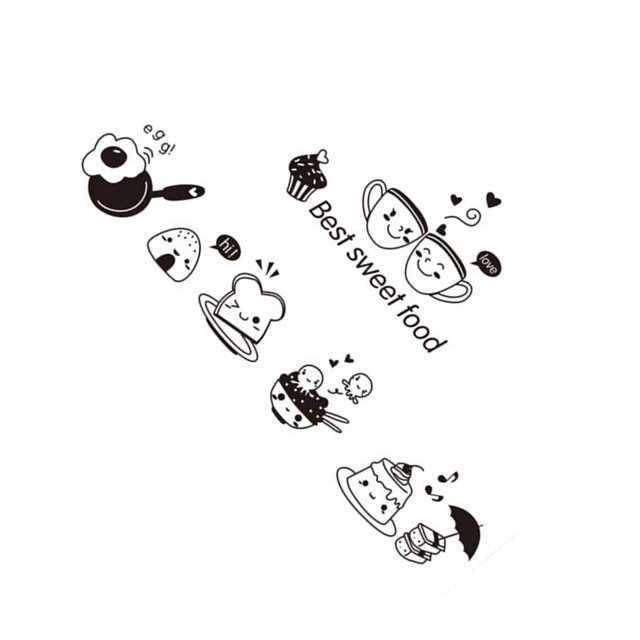 fastboy Kitchen Coffee Sweet Food Cartoon Girl Cooking DIY Wall Sticker Dining Room PVC Wallpaper Removable Decals