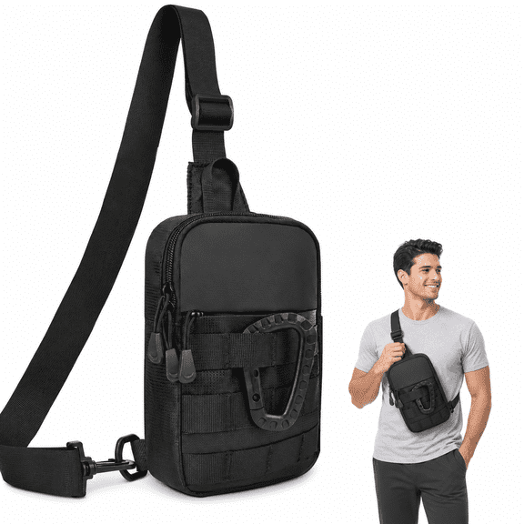 Sling Bag for Men,Crossbody Bag, Small Gym Bag, Money Bag, Chest Pack, Shoulder Bag, Waterproof Tactical Mini Bag with Adjustable Strap & Quick Release Buckle for Travel, Workout, Cycling & Daily Use