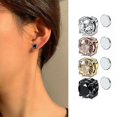 thumbnail image 2 of 4 pares de pendientes magnéticos fuertes de cristal, pendientes de Clip de fácil uso para mujeres y hombres, pendientes redondos Punk con imán de circón, joyería sin perforación, 2 of 5