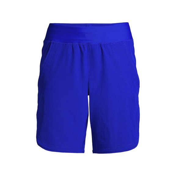 Lands' End Women's 9" Quick Dry Elastic Waist Modest Board Shorts Swim Cover-up Shorts with Panty