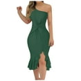 thumbnail image 1 of Yuyuzo Robe Cocktail 1 Épaule pour Femmes Nœud devant Robe Midi Ourlet à Volants Irrégulier Robe d'Invité de Mariage Grande Taille, 1 of 5