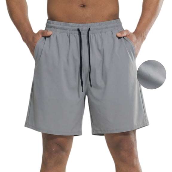 YUSHOW Men's Athletic Shorts Mesh Workout Gym Activewear 5'' Inseam Shorts with Pockets,L
