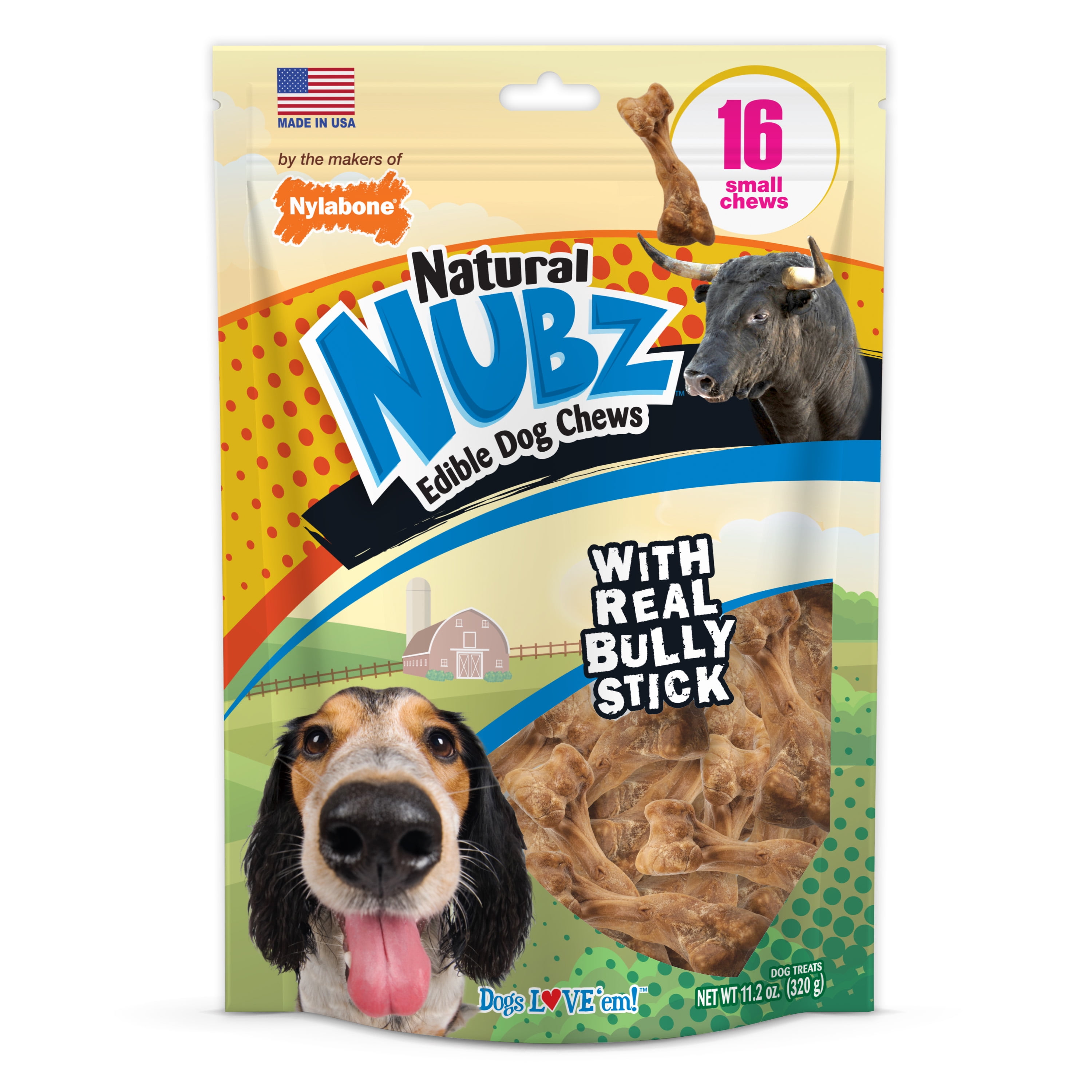Nylabone Nubz Natural Long Lasting Edible Bully Stick Grain Free Dog