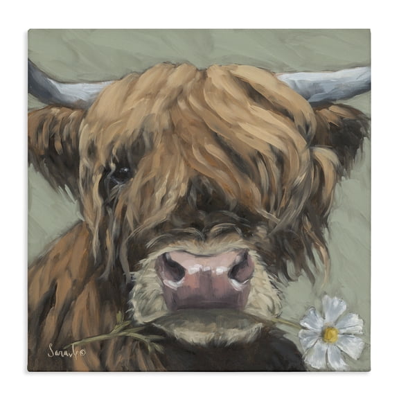Stupell Industries Farmhouse Blossom Babe Cattle Canvas Art, 17 x 17, by Sara G. Designs