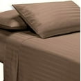 thumbnail image 3 of 1000 Thread Count 100% Egyptian Cotton 4-Piece Bed Sheet Set (1 Flat, 1 Fitted Sheet, 2 Pillow Covers) 21 Inches Deep Pocket Size California-King Color Taupe Stripe, 3 of 5