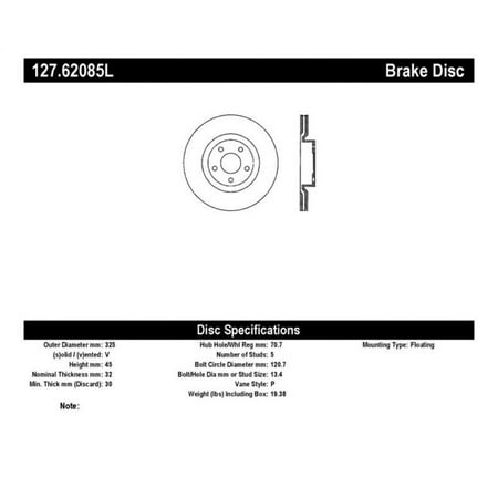 StopTech Power Slot 05-07 Cadillac XLR / 06-09 Chevy Corvette Front Left Drilled & Slotted Rotors Fits select: 2005 ,2006-2008 CHEVROLET CORVETTE