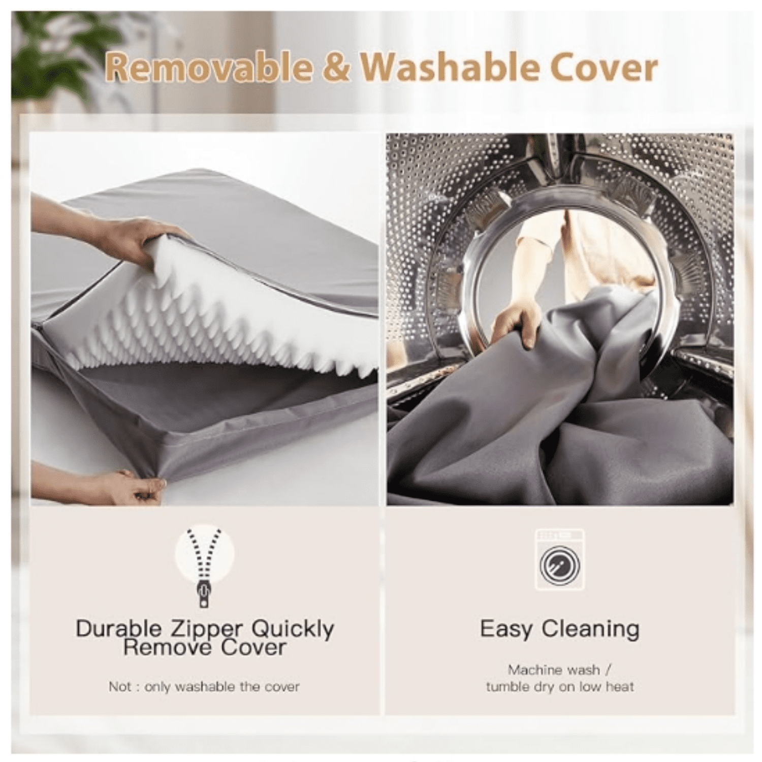 Outdoor Dog Beds for Large Dogs, Waterproof Dog Bed for Medium, Large, Extra Large Dogs, Orthopedic Pet Bed with Removable Washable Cover, Egg Crate Foam Pet Bed Mat. (36 x 27 in, Grey)