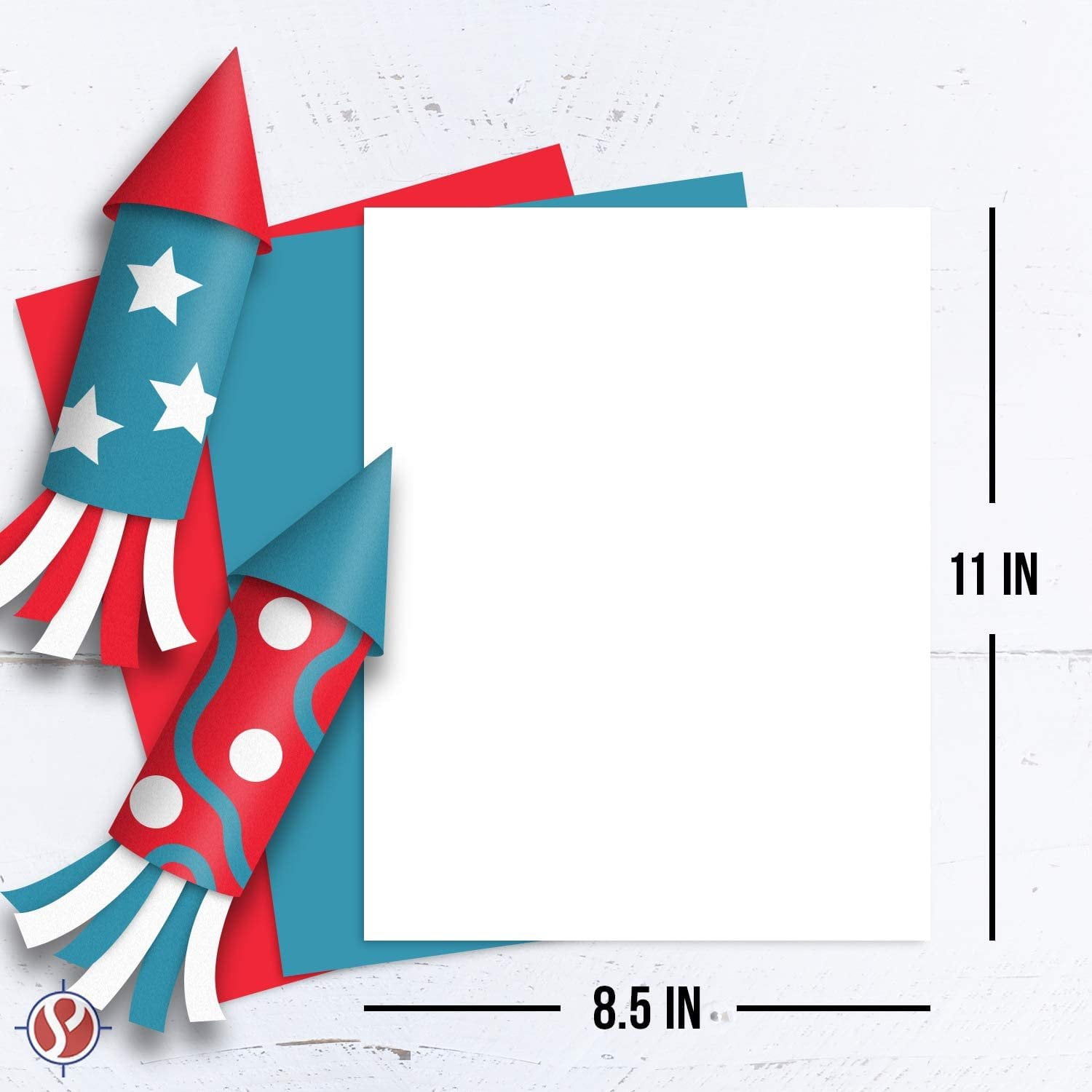 Patriotic Colored Card Stock Paper, American Red Blue & White 8.5 x 11" Color Cardstock for 4th of July, Labor Day Greetings & Invitations, Arts & Crafts | 25 Blue, 25 Red, 50 White (100 Total)