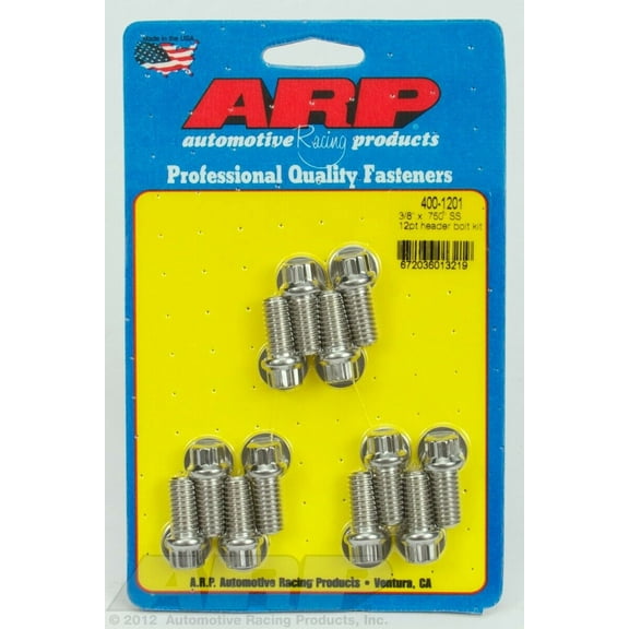 ARP 400-1201 Polished 3/8 x .750 SS 12pt header bolt kit