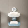 thumbnail image 2 of Huayishang Bathroom Shelf Double Layer Soap Rack Bathroom Drain Soap Box Suction Cup Soap Rack Wall Mounted Storage Rack Light Blue, Kitchen Essentials Clearance Sale Light Blue, 2 of 3