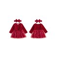 thumbnail image 2 of RUINIXCW Baby Girl Christmas Dress Star Print Long Sleeves Dress with Bow Headband, 2 of 8