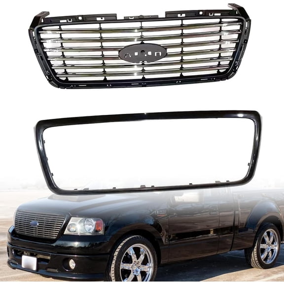 Grille Compatible Fit For 2006-2008 F-150 Black Shell w/Chrome Insert Plastic