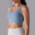 thumbnail image 6 of Women's Crop Tops Yoga Workout Sport Sleeveless Tops Quick Dry Slim Shaping Back Fitness Stretchy Tank Tops with Bra Blue,L, 6 of 6