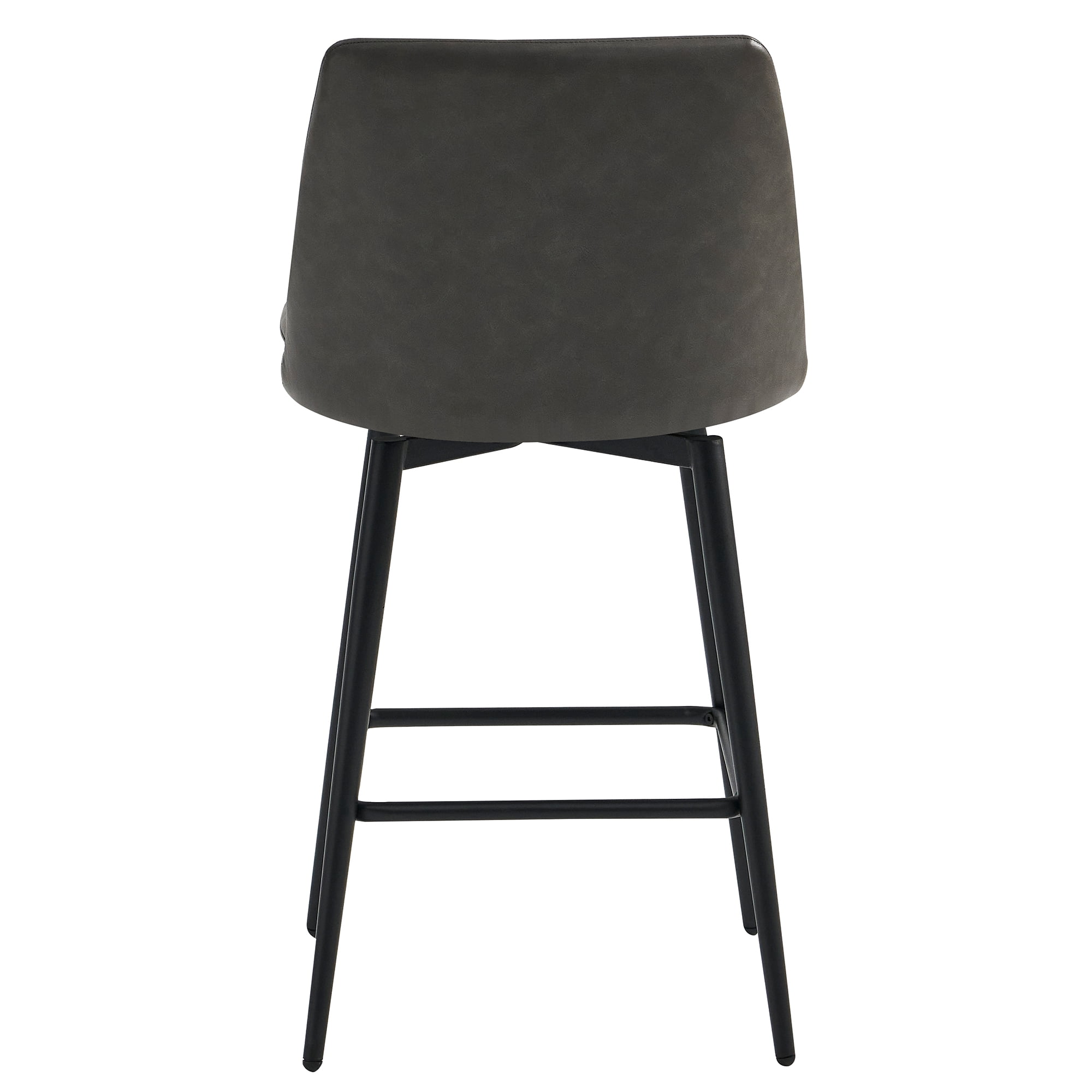 CHITA 27 inch Counter Height Swivel Bar Stools Low Back Set of 2, Metal Base, Faux Leather in Retro Gray