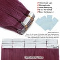 thumbnail image 6 of Benehair Tape In Human Hair Extensions Thick 100% Remy Real Skin Weft Seamless Full Head for Woman 40 pcs/100g Purple US, 6 of 10
