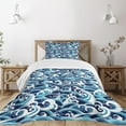 thumbnail image 3 of Ambesonne Japanese Wave Quilted Bedspread Set 2 Pcs, Water Splash Foam, Twin Size, Pale Blue Navy Blue, 3 of 6