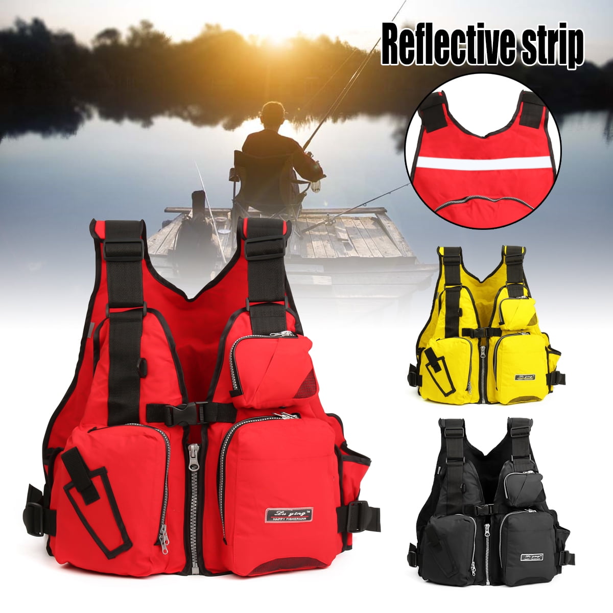 Adult Universal Fishing Life Jacket Adjustable Breathable Safety Life