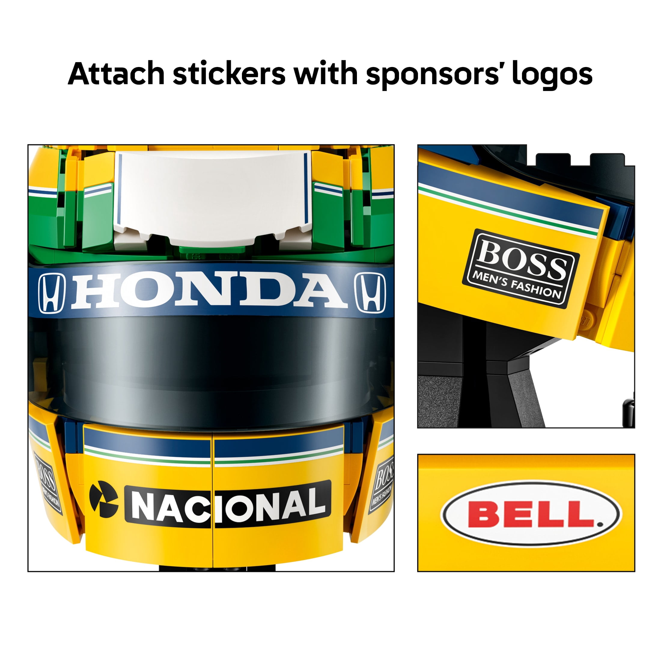 LEGO Editions Ayrton Senna Helmet - Building Set for Teens, Ages 14+ - Collectible F1 Display for Decor - Includes Signature Plaque & Driver Minifigure - Gift for Fans - 43024