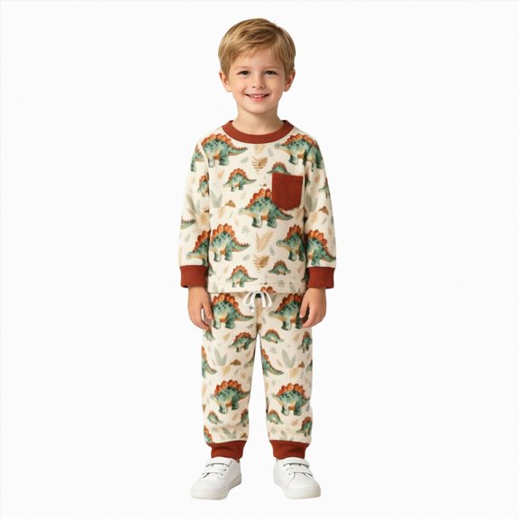 mgoYE Toddler Boy Clothes Dinosaur Long Sleeve Sweatshirt Jogger Pants Casual Sweatsuit Set Newborn Fall Winter Outfits