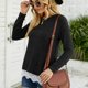 thumbnail image 3 of Blusa de manga larga Ticfox cuello redondo encaje negro S, 3 of 6