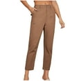 thumbnail image 2 of CLOISE Women's Capri Pants with Pockets Dress Pants Palazzo Pants Dressy Capri Pants Summer Casual Fashion Solid Soft Cropped Trousers Brown M, 2 of 8