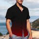 thumbnail image 4 of Blusa y camisa de manga corta con cuello vuelto para hombre, blusa informal de moda con cuello vuelto, blusa estampada de manga corta con botones, blusa de poliéster para hombre, 4 of 6