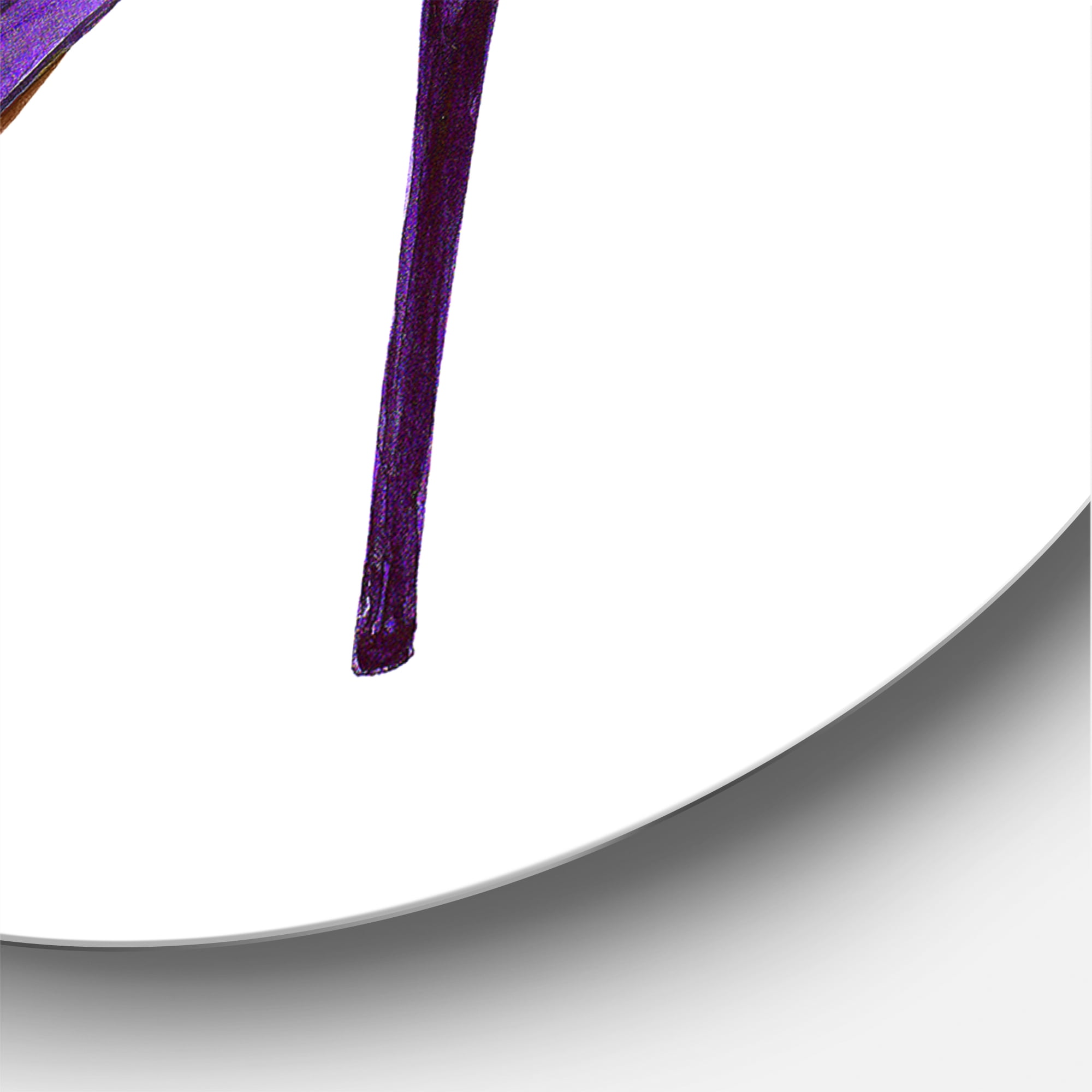 Designart 'Pink VIolet Roses With Dark Purple Stiletto Shoe' Traditional Circle Metal Wall Art 29x29 - Disc of 29