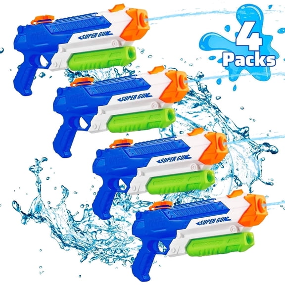 KyFree Water Gun , 4-Pcs Water Guns for Kid , 300CC Squirt Guns ,for Children & Adult，Swimming Pool