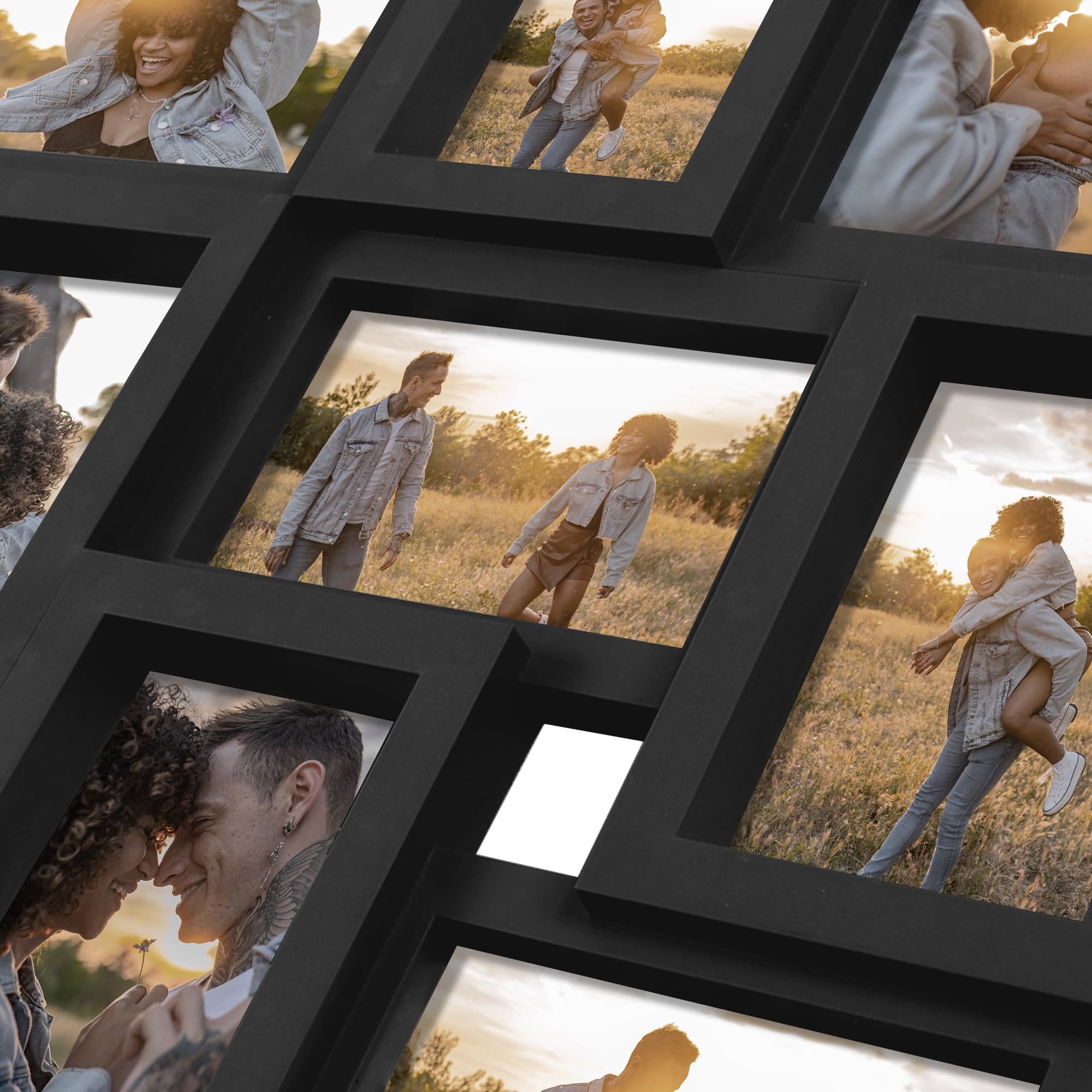 Hello Laura Rustic 24-Socket Gray Collage Photo Frame 4 x 6 Pictures with Large Family and Friend Decor