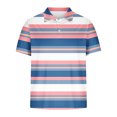 thumbnail image 4 of ZCFZJW Mens Striped Color Block Print T-Shirts Lightweight Casual Summer Short Sleeve Button up V Neck Henley Shirts Loose Regular Fit Comfy Workout Tees Tops Multicolor#07 L, 4 of 5