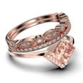 thumbnail image 2 of Boho & hippie 2.50 Carat Princess Cut Morganite And Diamond Moissanite Dainty Engagement Ring, Classic Wedding Ring, Two Matching Band in 10k Solid Rose Gold, Gift For Her, Promise Ring, Trio Set, 2 of 4