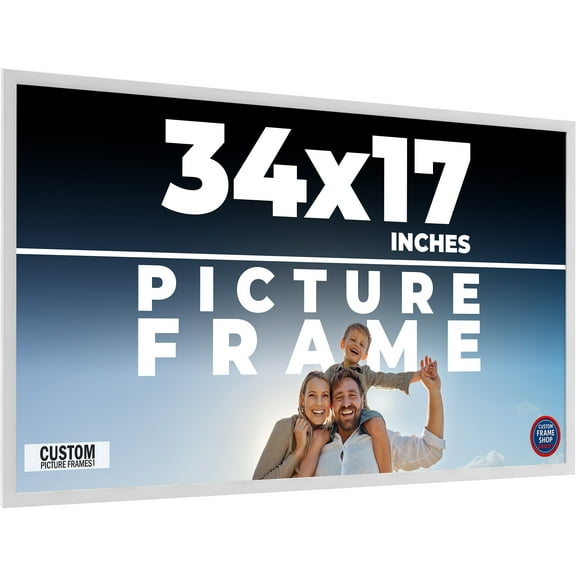 34x17 Frame White Real Wood Picture Frame Width 0.75 inches | Interior Frame Depth 0.5 inches |