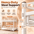 thumbnail image 3 of Miniyam Twin over Twin Metal Bunk Bed, Convertible to 2 Twin Beds with Guardrail, White, 3 of 7