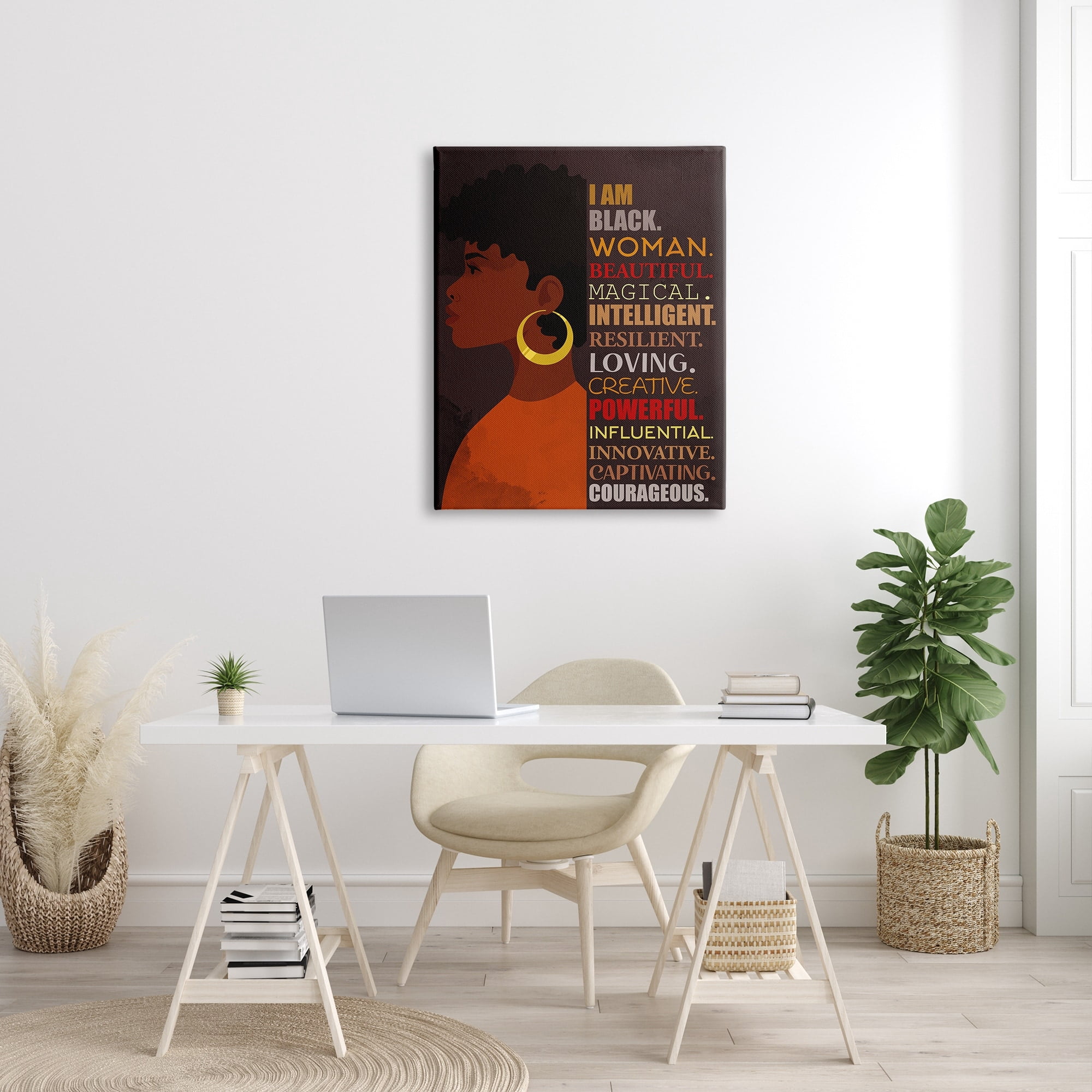 Stupell Industries African American Woman I Am Inspirational Phrases Inspirational Painting Gallery Wrapped Canvas Print Wall Art, 30 x 40