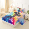 thumbnail image 2 of Castle Fairy Black Cute Girl Twin Sheets 3pcs,Dreamy Rainbow Print Bedding,Blue Purple Pink,1 Fitted Sheet, 1 Flat Sheet and 1 Pillowcase, 2 of 6