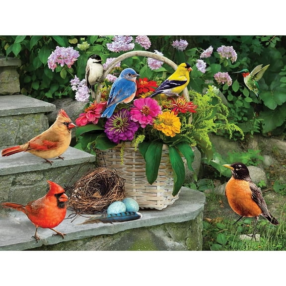 Bits and Pieces 300 Piece Jigsaw Puzzle for Adults “Birds On Porch Steps” by Greg Giordano 18"x24"