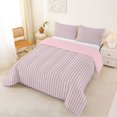 thumbnail image 3 of Castle Fairy Mid Century Thin Stripe Full Size Comforter Sets 3-Piece,Retro Vertical Pattern Bedding Comforter Set,Pink Gray,Reversible,1 Comforter and 2 Pillowcases, 3 of 6