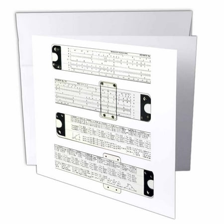 3dRose Slide Rules, Greeting Cards, 6 x 6 inches, set of 6