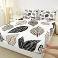 thumbnail image 3 of Manfei Tree Leaves 3pcs Twin Sheet Sets for Children Teens,Botanical Tree Twin Fitted Sheet,Black Pink Breathable Flat Sheet,Ultra Soft Home Decor, 3 of 7