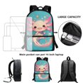 thumbnail image 6 of Uourmeti Adjustable Comfort Straps 17 Inchs Polyester School Backpack, Smooth Zipper Lightweight Smooth Double Zipper Student Bookbag, Axolotl Print, 6 of 6
